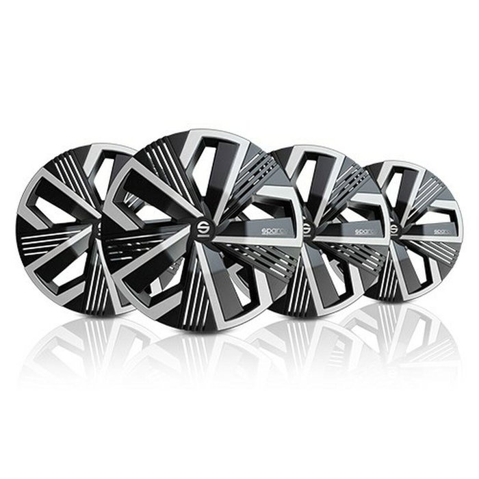 Sparco Tapacubos Nagoya SPC1522BKSV, Bicolore Noir Argent 15", Kit de 4 Pièces pour Automobile et Motorsport