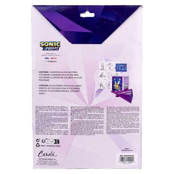CERDÁ - Set de Papeterie Coloriable Sonic Prime - Lot de Fournitures Scolaires avec Crayons pour Enfants dès 3 Ans CERDÁ - Set de Papeterie Coloriable Sonic Prime - Lot de Fournitures Scolaires avec Crayons pour Enfants dès 3 Ans