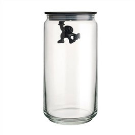 Alessi AMDR06 B - Bocal hermétique de verre noir Gianni 140cl - Design Mattia Di Rosa