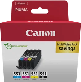 Canon CLI-551 Multipack noir / cyan / magenta / jaune (6509B015) ~1.290 pages