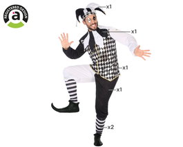 Déguisement Arlequin Homme Adulte Blanc et Noir