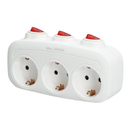 GSC Evolution Multiprise triple sortie avec interrupteur multiple - Blanc