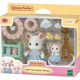 Sylvanian Families - Bébé et Frère Souris Marshmallow - Set de Bain 5805 avec Accessoires et Figurines Articulées Habillées