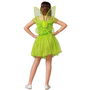 Déguisement Fée Clochette Vert Brillant pour Fille, Ensemble Robe et Ailes, 3-4 Ans - Polyester