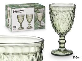 Vivalto Verre Diamant Vert 310 ml 8.8x16.8x8.8 cm (Set de 24)