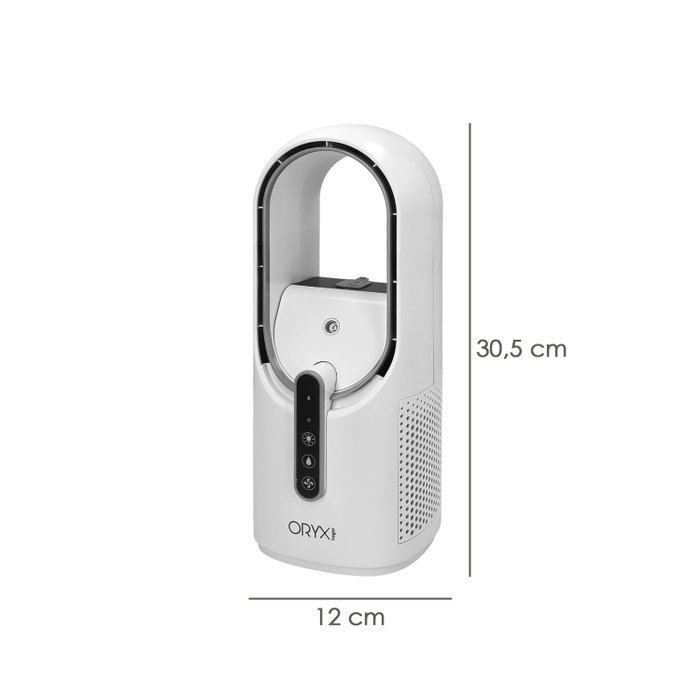 ORYX Ventilateur de table sans pales blanc avec batterie rechargeable