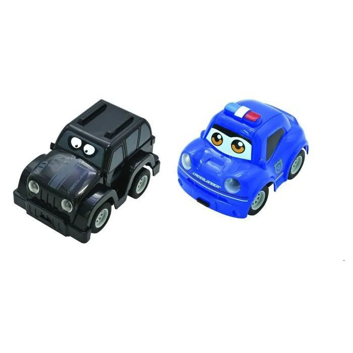 Lexibook Crosslander Twin - Set de 2 Voitures Radiocommandées avec Télécommande Volant, Voiture de Police et Voleur, 12 km/h, Portée 15 m, Effets Sonores Lexibook Crosslander Twin - Set de 2 Voitures Radiocommandées avec Télécommande Volant, Voiture de Police et Voleur, 12 km/h, Portée 15 m, Effets Sonores