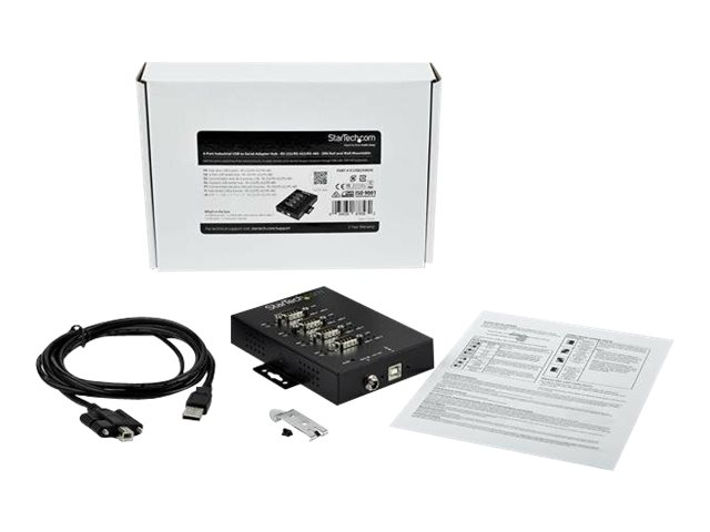 Startech ICUSB234854I Hub Adaptateur USB 2.0 à 4 Ports Série RS232/RS422/RS485 pour Montage Rail DIN
