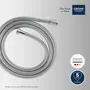 Grohe Flexible de Douche VitalioFlex Metal 2 m Chromé, Connexion G 1/2" x 1/2", Résistant aux Pliures AntiFold, Pression 5 bars