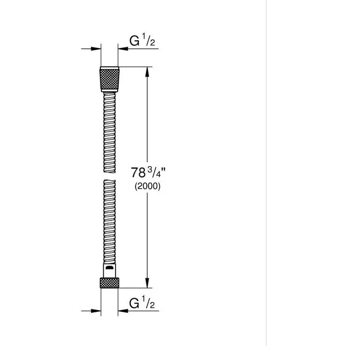 Grohe Flexible de Douche VitalioFlex Metal 2 m Chromé, Connexion G 1/2" x 1/2", Résistant aux Pliures AntiFold, Pression 5 bars
