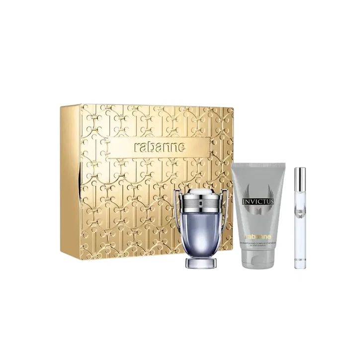 Paco Rabanne Coffret Invictus comprenant deux eaux de toilette et un gel douche