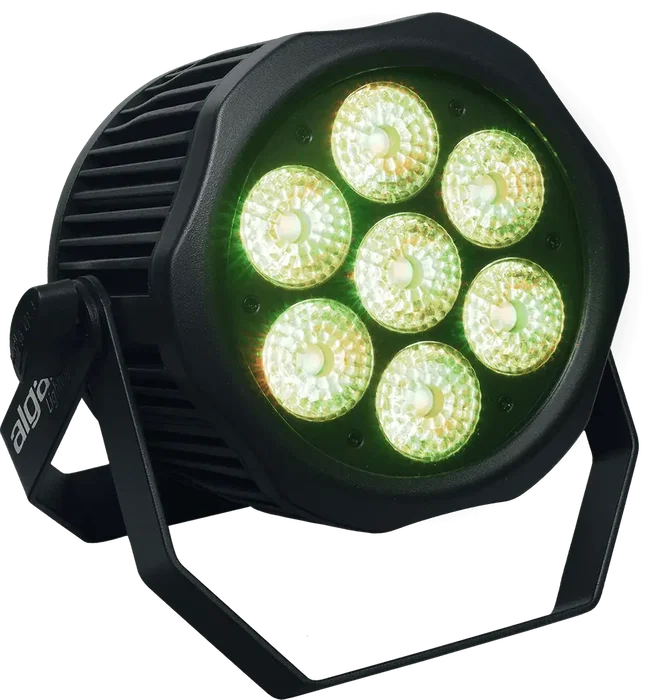ALGAMLIGHT Par LED IP65 7x12W Hex RGBW+Ambre+UV DMX - Projecteur Scène 84W 40° 6/10 Canaux