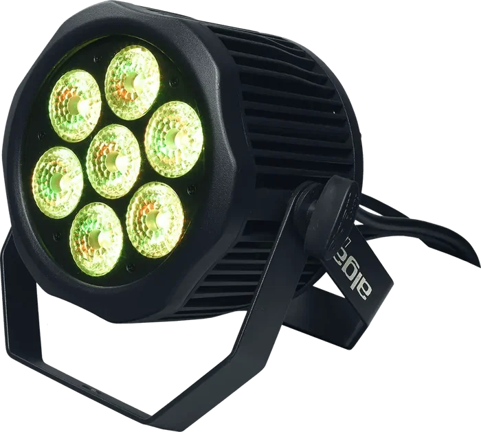 ALGAMLIGHT Par LED IP65 7x12W Hex RGBW+Ambre+UV DMX - Projecteur Scène 84W 40° 6/10 Canaux
