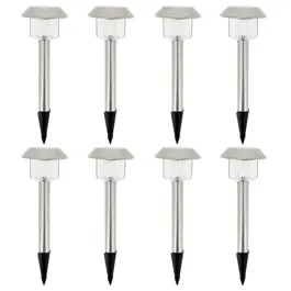 Lumisky Alesia Lot de 8 Balises Solaires Extérieures LED Blanc Froid, Métal, Autonomie 8h, Étanches IP44