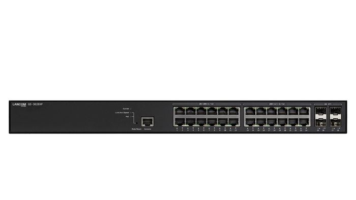 Lancom Systems GS-3628XP - Commutateur géré d'accès multi-Gigabit PoE+ avec 24 ports (12x 2,5GE + 12x 1GE PoE+) et 4 ports 10G SFP+, fonctions L3 lite Lancom Systems GS-3628XP - Commutateur géré d'accès multi-Gigabit PoE+ avec 24 ports (12x 2,5GE + 12x 1GE PoE+) et 4 ports 10G SFP+, fonctions L3 lite