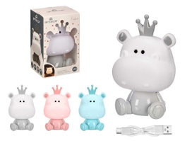 Giftdecor Lampe Enfant Quitamiedo Hippopotame Assortiment Couleurs 14x24x13 cm USB 3 Intensités (Set de 8)