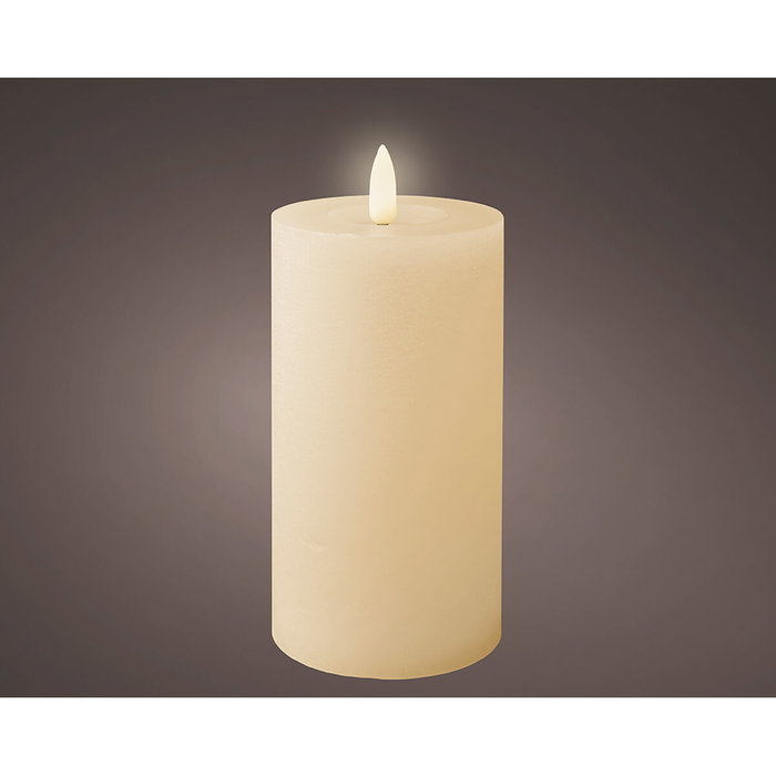 Lumineo Bougie LED beige à effet flamme et finition rustique Lumineo Bougie LED beige à effet flamme et finition rustique