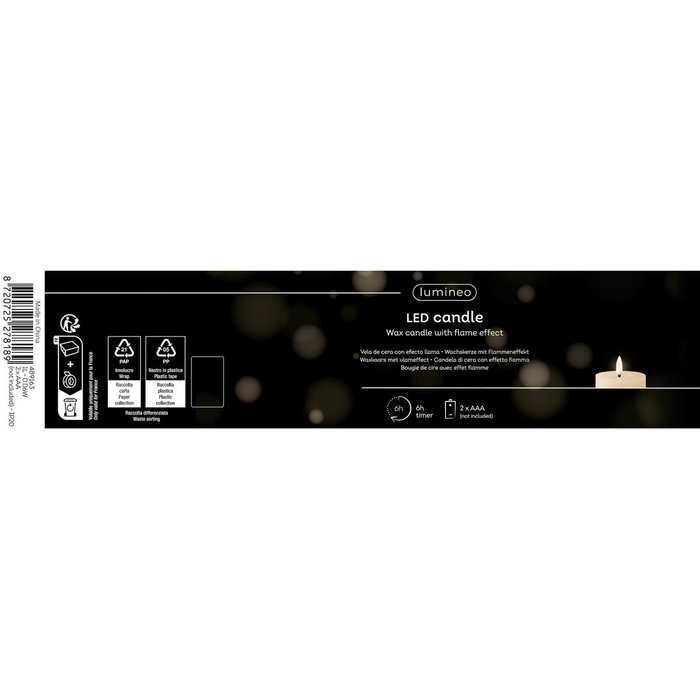 Lumineo Bougie LED beige à effet flamme et finition rustique Lumineo Bougie LED beige à effet flamme et finition rustique