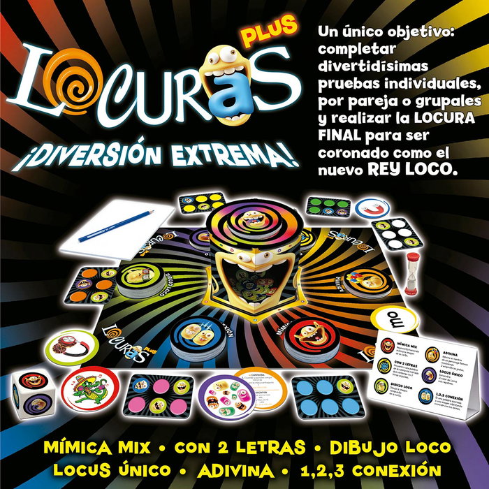 Educa Locuras Plus - Jeu de société avec épreuves de dessin, auditives et de mime - À partir de 8 ans - Réf. 19842