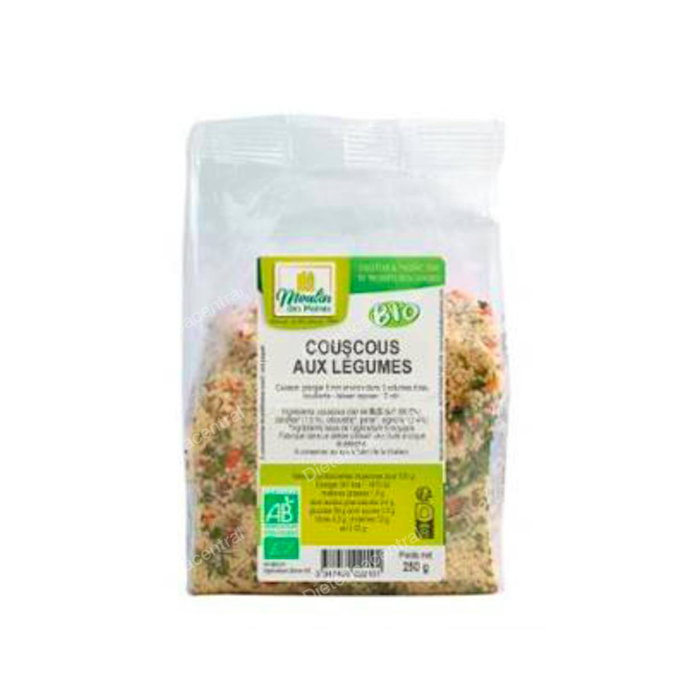 MOULIN DES MOINES Cuscus avec légumes 250 g Bio - Couscous de blé avec carotte, oignon, poireau, persil - Source de fibres et protéines MOULIN DES MOINES Cuscus avec légumes 250 g Bio - Couscous de blé avec carotte, oignon, poireau, persil - Source de fibres et protéines