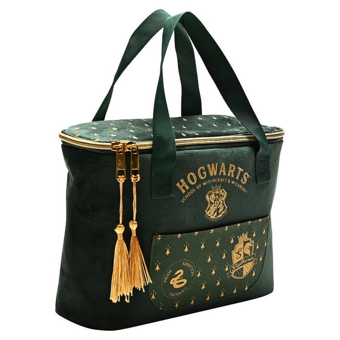 WIDDOP & CO Sac à goûter Harry Potter Slytherin en velours vert avec broderie et imprimé Hogwarts