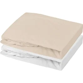 P'Tit Dodo Lot de 2 Drap Housses Jersey 100% Coton 70x140 cm - Blanc et Nude - Confort Bébé Oeko-Tex Standard 100