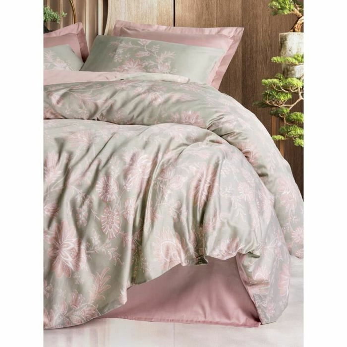 BigBuy Home Parure de lit Satin de coton Poudre 220 x 240 cm