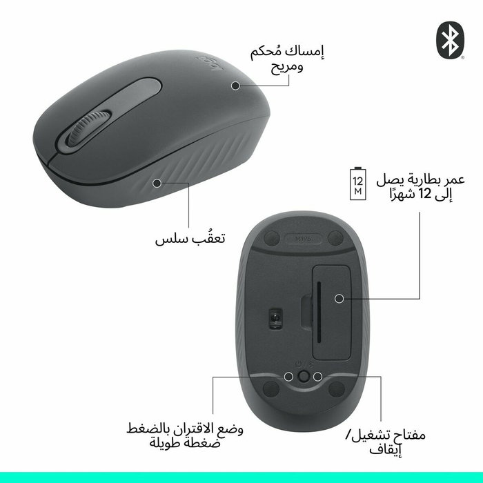 Logitech 910-007459 Souris sans fil M196 Graphite, Bluetooth et USB