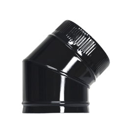 WOLFPACK LINEA PROFESIONAL Coude de poêle noir vitrifié 200 mm 45°