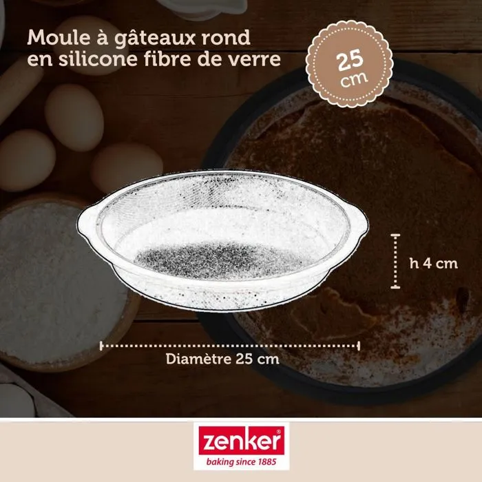 Zenker Moule à Manqué en Silicone Fibre de Verre Noir Ø 25 cm pour Gâteaux Croustillants