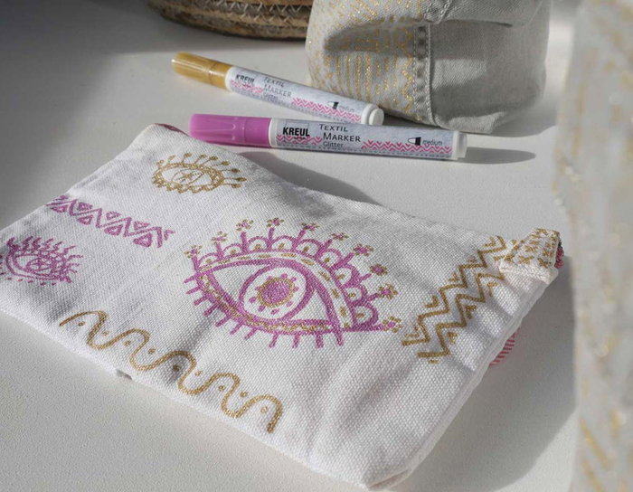 Kreul Set 5 Rotuladores Textile Marker Glitter Purpurina Medium