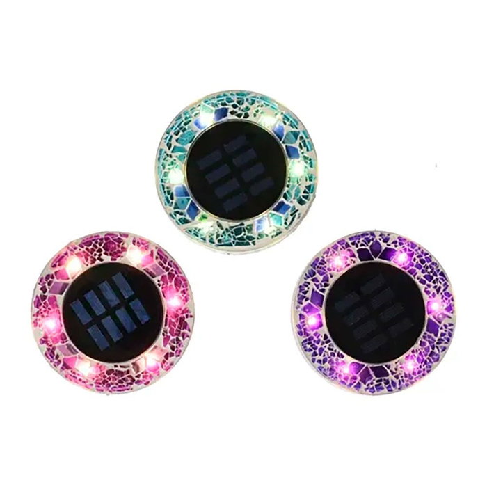 Lumineo Estaca solaire ronde en verre mosaïque, 6 LED, couleurs surtises