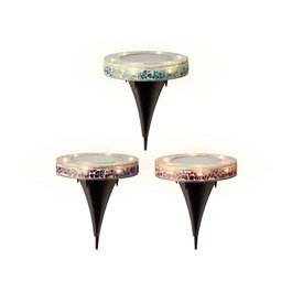 Lumineo Estaca solaire ronde en verre mosaïque, 6 LED, couleurs surtises