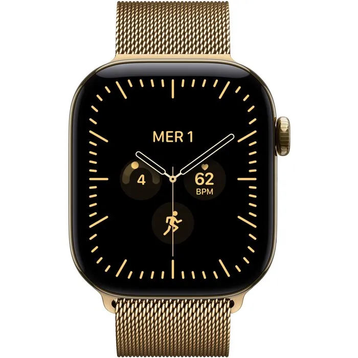 Apple Watch Series 12 GPS + Cellular - 42mm - Boîtier Radiant Gold Titanium - Bracelet Radiant Gold Milanese Loop
