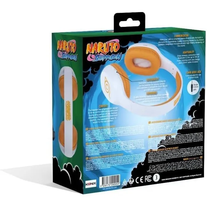 Konix Casque audio supra-auriculaire sans fil Bluetooth 5.3 Naruto Shippuden - Micro intégré - Autonomie 30h - Compatible smartphones et tablettes