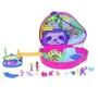 Polly Pocket - Coffret 2 en 1 La Famille des Paresseux, sac surprise de voyage avec bandoulière, 2 figurines et 12 accessoires, jouet pour enfant dès 4 ans, HRD40