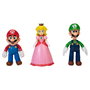 Jakks Pacific - Pack de 3 Figurines Articulées Super Mario de 10 cm (Mario, Luigi, Princesse Peach) - Figurines du Royaume Champignon - Licence Nintendo