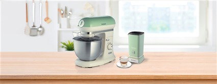 Ariete 1588/04 Robot de cuisine vintage vert, bol inox, 10 vitesses + fonction pulse, avec accessoires