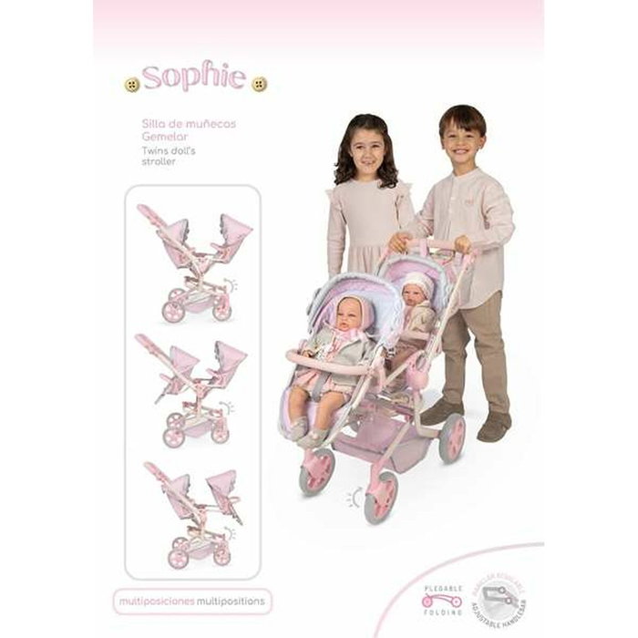 Decuevas Chaise double pliante multiposition pour poupées jusqu'à 52 cm, métal, plastique et polyester