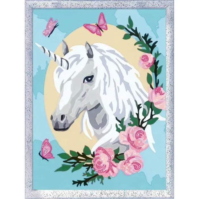 Ravensburger 25834 CreArt Kids - Kit de peinture par numéros Licorne fleurie, 18x24cm, pour enfant dès 9 ans, avec cadre