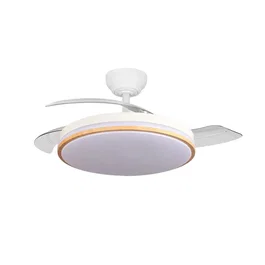 Ventilateur de Plafond DC Blanc 107cm 6 Vitesses, Fonction Été/Hiver, LED 60W, 3 Températures de Lumière, Télécommande et Minuterie 107d
