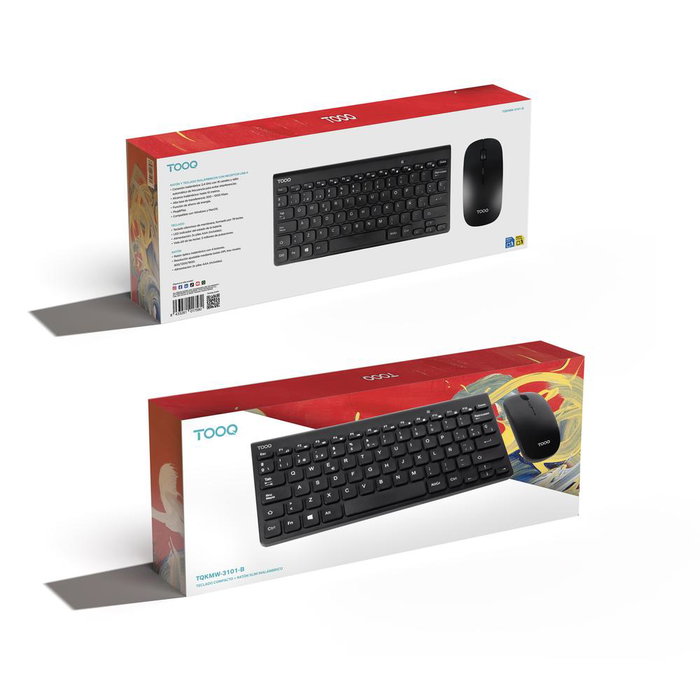 Tooq Ensemble Clavier Compact et Souris Slim Sans Fil Noir
