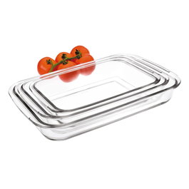Ibili Lot de 3 Plats à Four Rectangulaires en Borosilicate 29.5x17.5cm 34.5x20.5cm 39.3x23.6cm
