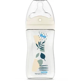 Dodie - Biberon anti-colique 270 ml avec tétine multi-perforée biomimétique - Débit 2 - Pour bébés +3 mois - Bleu