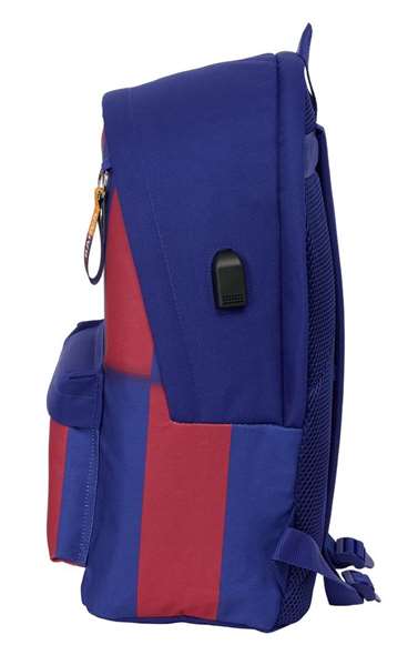 Safta Mochila double pour ordinateur portable 15,6 pouces avec charge USB, design F.C. Barcelona 1er équipement 25/26, 31x44x18 cm