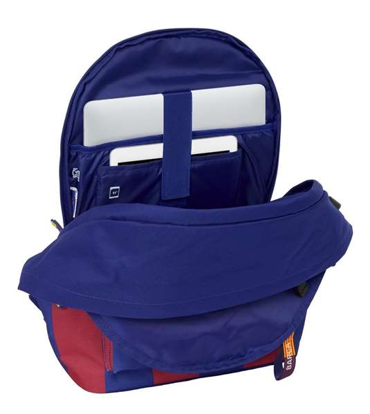 Safta Mochila double pour ordinateur portable 15,6 pouces avec charge USB, design F.C. Barcelona 1er équipement 25/26, 31x44x18 cm