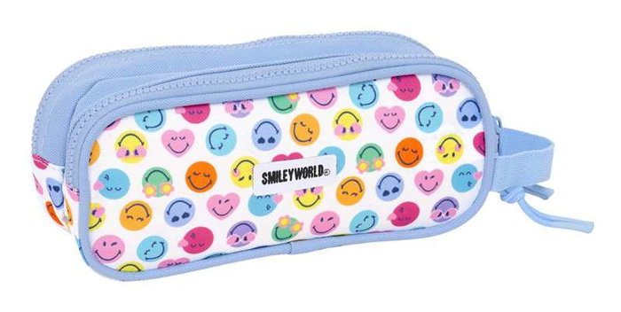 Safta Portatout Double Recyclé Smiley World "Joyful" - Boîte de Rangement 21 x 8 x 6 cm - Produit en Espagnol