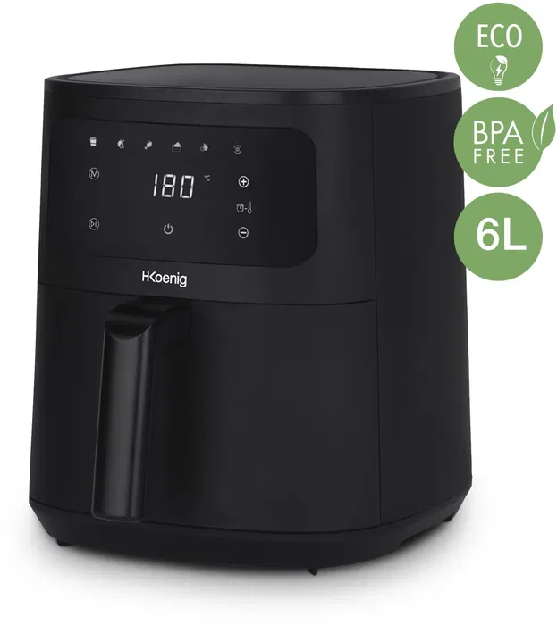 Hkoenig Friteuse sans huile FRY860 - 6 litres - 1500W - 6 programmes (friture, grill, rôtisserie) - Écran tactile - Panier lave-vaisselle