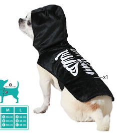 Déguisement Halloween pour Chien ou Chat Taille L - Squelette - Noir - Polyester