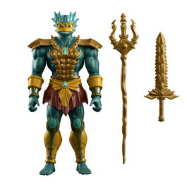 MATTEL Mer-Man - Figurine articulée 14cm - Collection Origins Master of the Universe - +16 points d'articulation, trident et épée inclus